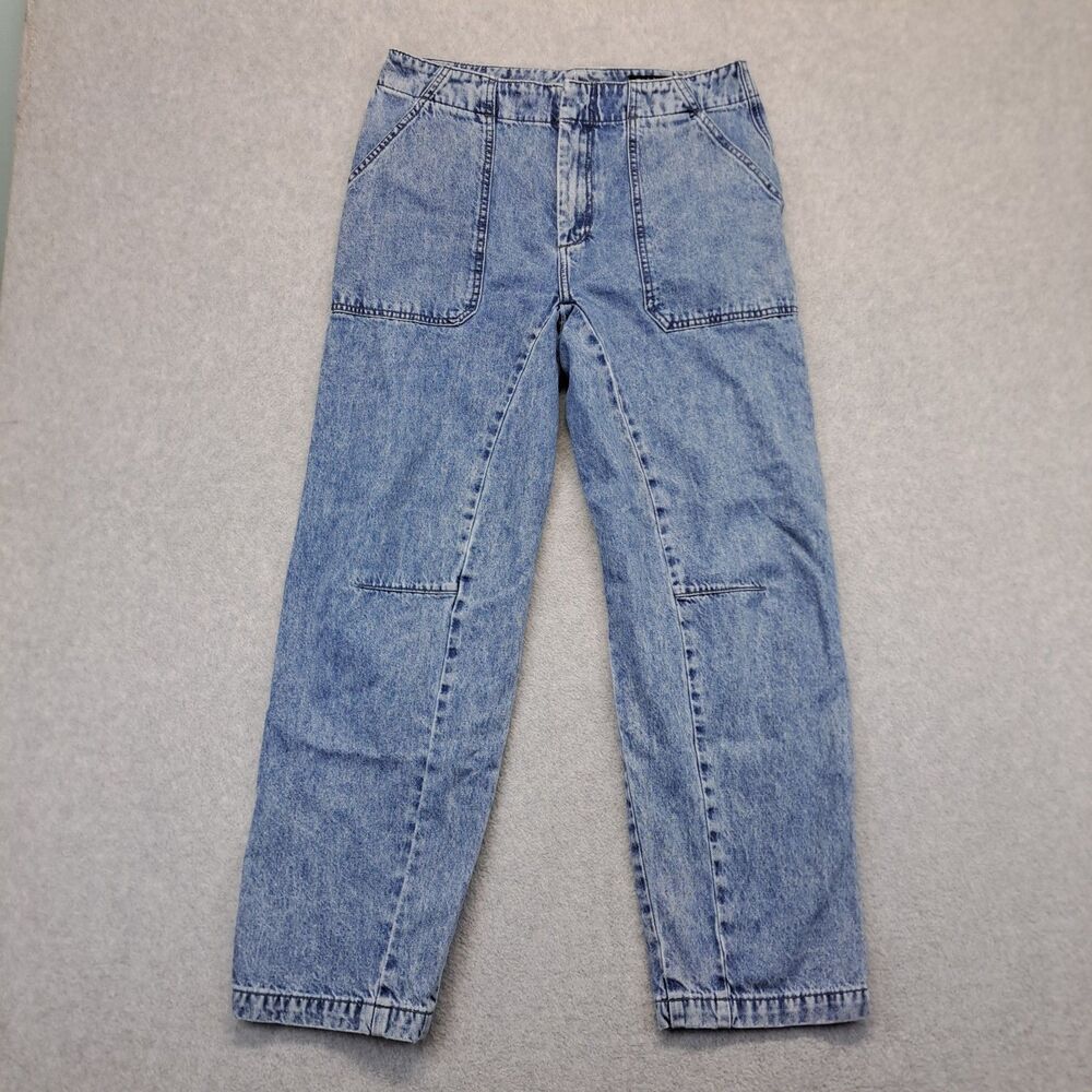 Rag & Bone Jeans Womens 8 Blue Acid Wash Straight Leg Utility Pocket Denim